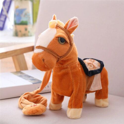 Jouet en peluche électrique pour enfant, simulation de marche, poney, chant, 10 pouces