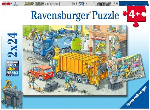 2 Puzzles - Camion Poubelle et Dépanneuse - 24 et 24 pièces