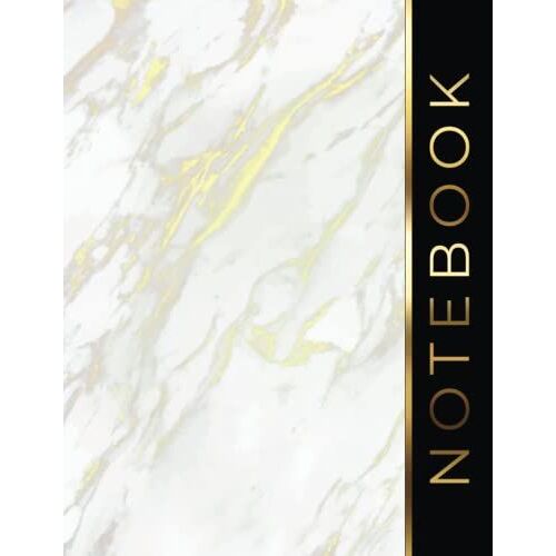 Notebook: Classic Ruled Journal Notebook With Index And Page Numbers, 150 Pages 8.5x11, Elegant White Marble With Gold Lines