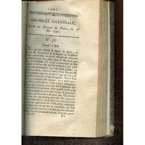 Extrait Du Journal De Paris, Du 16 Mai 1790 - N°36 - Lettre De M. De Montmorin Sur Les Différents Avec L Espagne Et L Angleterre
