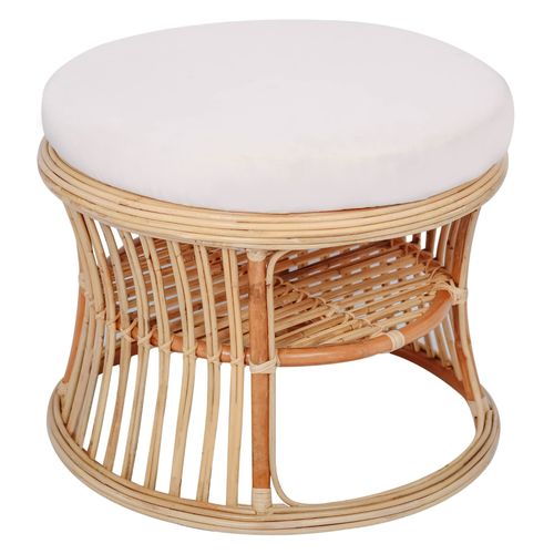 Pouf Bout De Canapé En Rotin Naturel Beige