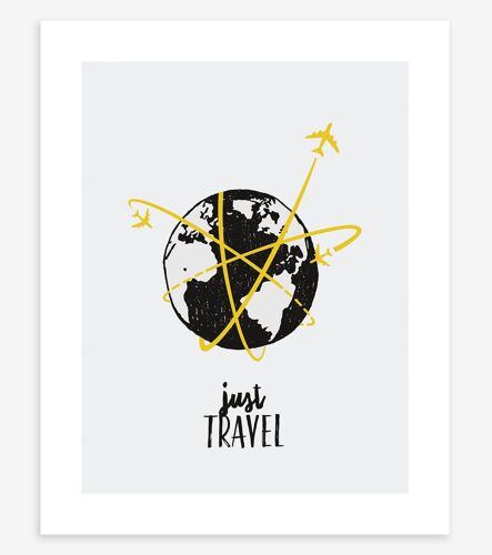 Lilipinso - MINI TRAVELERS - Affiche enfant - Avions et globe - Noir