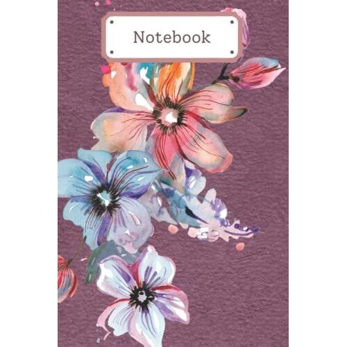 Flower Notebook: 150 Black Lined College Notebook | Convenient 6" X 9" Size | Matte Cover Finish