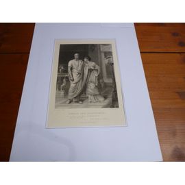 Gravure Anglaise Xix Ème(Vers 1860)// Caesar And Calpurnia (Jules Cesar,Acte Ii, Shakespeare)