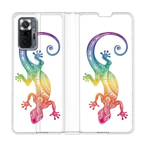 Housse Cuir Portefeuille Pour Xiaomi Redmi Note 10 Pro 5g Animaux Maori Salamandre Color