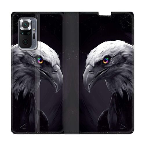 Housse Cuir Portefeuille Pour Xiaomi Redmi Note 10 Pro 5g Aigle Royal Noir