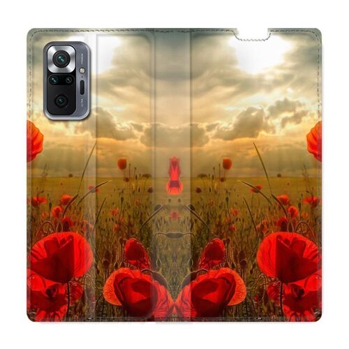 Housse Cuir Portefeuille Pour Xiaomi Redmi Note 10 Pro 5g Fleur Coquelicot