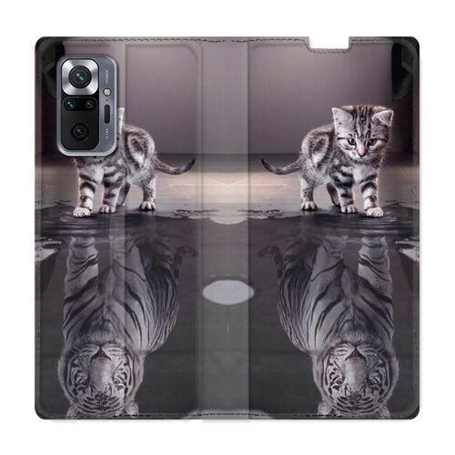 Housse Cuir Portefeuille Pour Xiaomi Redmi Note 10 Pro 5g Chat Reflet