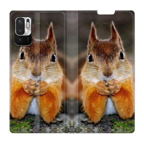 Housse Cuir Portefeuille Pour Xiaomi Redmi Note 10 5g Ecureuil Face