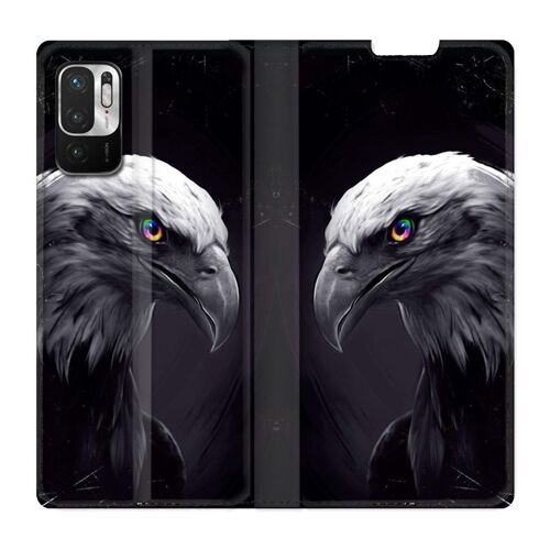 Housse Cuir Portefeuille Pour Xiaomi Redmi Note 10 5g Aigle Royal Noir