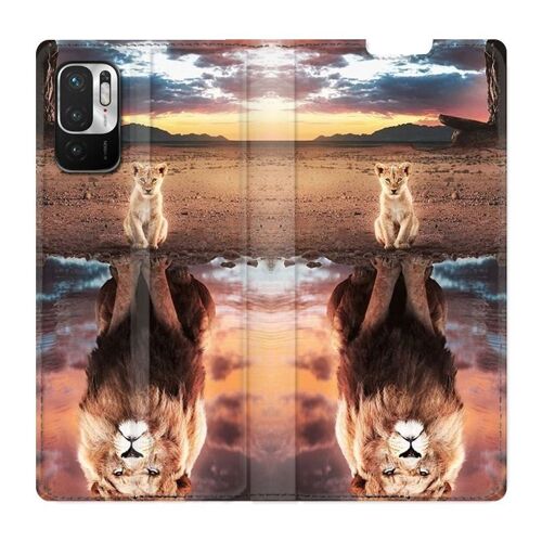 Housse Cuir Portefeuille Pour Xiaomi Redmi Note 10 5g Lion Reflet