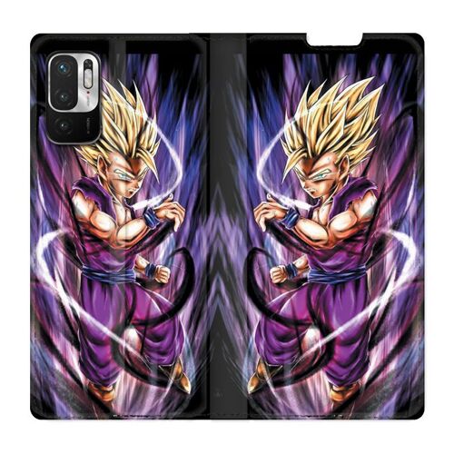 Housse Cuir Portefeuille Pour Xiaomi Redmi Note 10 Pro 5g Manga Dragon Ball Sangohan Violet