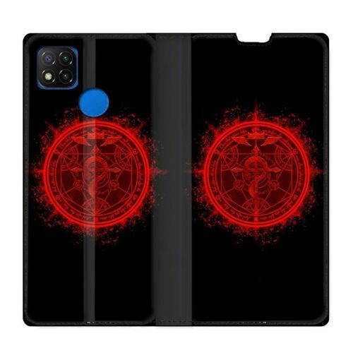 Housse Cuir Portefeuille Pour Xiaomi Redmi 9c Manga Fullmetal Alchemist Logo