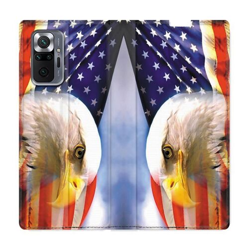 Housse Cuir Portefeuille Pour Xiaomi Redmi Note 10 Pro 5g Amerique Usa Aigle