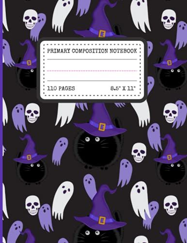 Primary Composition Notebook : Story Paper Journal For Grades K-2 With Dashed Line Halloween | 110 Pages | Large 8.5 X 11 | Superkid Books