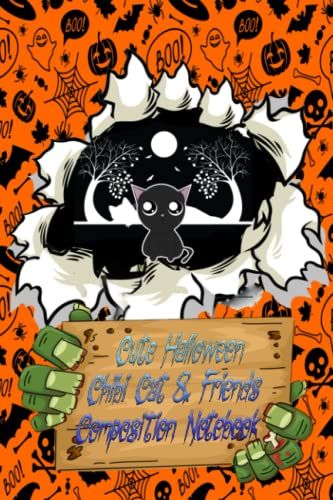 Cute Halloween Chibi Cat & Friends Composition Notebook: Composition Halloween Pumpkin Notebook For Kids, Cute Halloween Cat & Friends, Like Little ... Girl & Women 6x9 120 Pages Matte Finish Cover