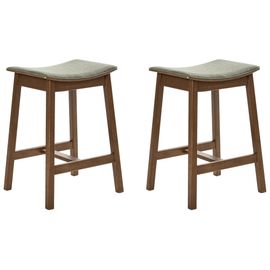 Lot De 2 Tabourets De Bar Dixon Bois Marron Foncé/ Vert