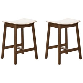 Lot De 2 Tabourets De Bar Dixon Bois Blanc Cassé/ Marron Foncé