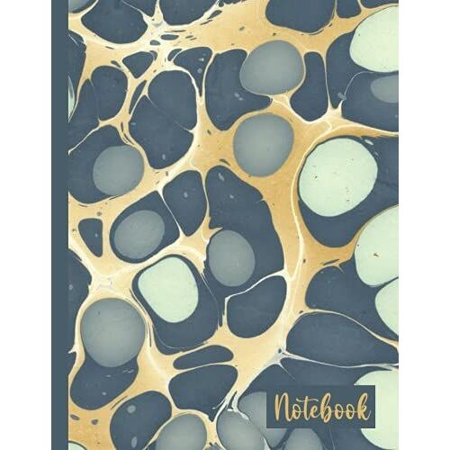 Wide Ruled Notebook: This Wide Ruled Lined Composition Notebook Has A Beautiful Marbled Image On The Cover In Gold And Blue On Both The Front And The Back. 100 Pages Measuring 8.5x11 Inches.