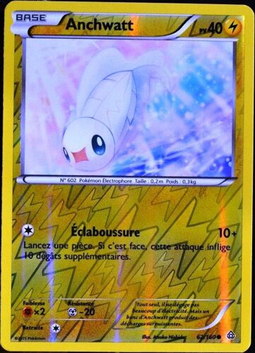 Carte Pokémon 62/160 Anchwatt 40 Pv Reverse Série Xy05 - Primo Choc Neuf Fr