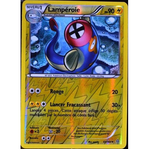 Carte Pokémon 63/160 Lampéroie 90 Pv Reverse Série Xy05 - Primo Choc Neuf Fr