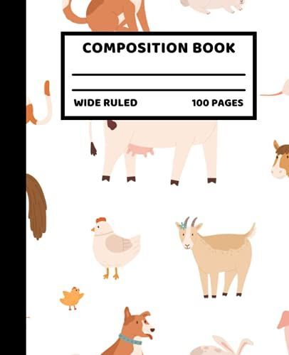 Primary Composition Notebook: Primary Story Journal With Drawing Space For Kids, Cute Farm Animal Learn To Draw And Write Primary Journal Grades K-2, 120 7.5x9.25 Wide Ruled Half Pages