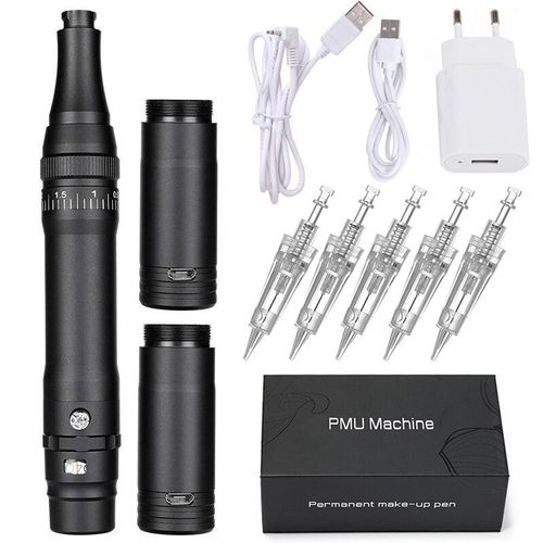 PMU-Machine de Maquillage Sans Fil,Stylo Numérique pour Microblading,Eyeliner,Cartouche de Tatouage,Grossier - Type Black EU Plug