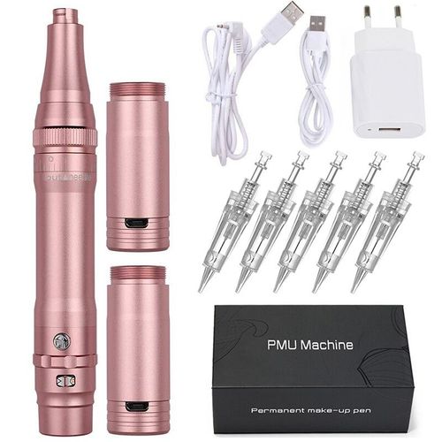 PMU-Machine de Maquillage Sans Fil,Stylo Numérique pour Microblading,Eyeliner,Cartouche de Tatouage,Grossier - Type Rose Gold EU Plug