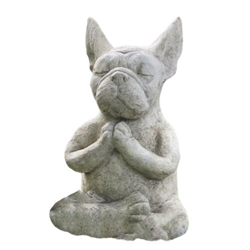 Outdoor Français Bulldog Garden Statue Méditation Résine Craft Dog Memorials Chien