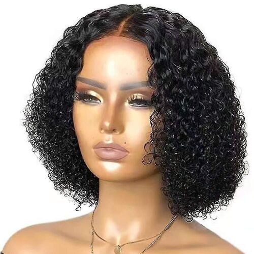 Perruque Courte Deep Wave, Perruque Brésilienne Bouclée Cheveux Humains Perruque Courte Bob Frisé Perruque Frontale Fermeture Courte Perruques Courtes Noir 