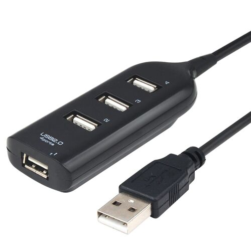 TRIXES Câble d'extension et répartiteur multi hub 4 ports USB compact pour ordinateurs - noir