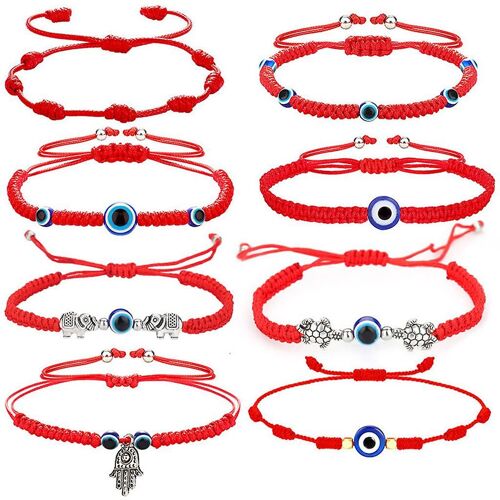 8 Pcs Pour Evil Eye Bracelets Hamsa Tissé À La Main Noeud Réglable Corde Rouge Corde Tressée Bracelet Amitié Charme Anklet