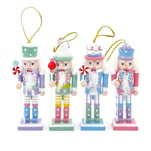 Christmas Nutcracker Ornament Set, Traditional Wooden Painted Puppet Soldier