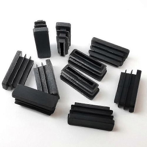 20 Pack De Capuchons Rectangulaires En Plastique Noir Pour Table, Chaise, Pieds De Tube (38mm X 13mm)
