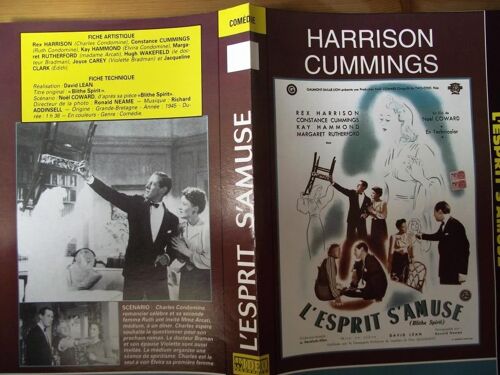 Tv Video.Jaquette Du Film.L'esprisr S'amuse 1945.Réalisation.David Lean Avec Rex Harrison Constance Cummings Kay Hammond