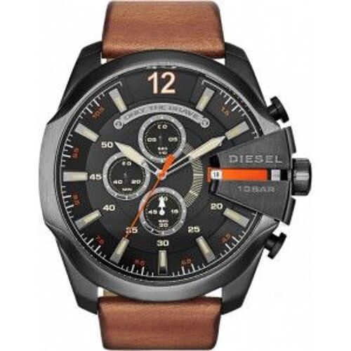 Montre Homme Diesel Mega Chief Dz4343 Bracelet En Cuir Couleur Brune