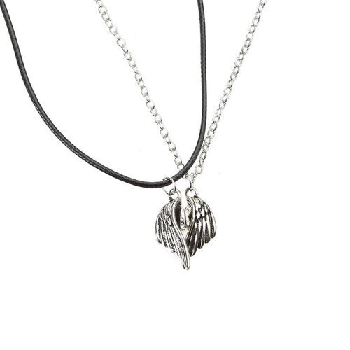 A Pairs Two Souls One Heart Necklace Couple Neck Chain Lightweight Pendant