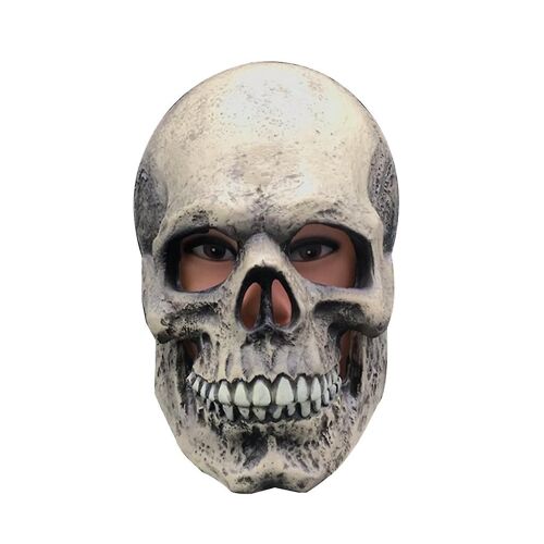 Halloween Horror Skull Latex Full For Head Mask With Funny Moving Jaw Scary Headgear Helmet Masquerade Cosplay Party Costume Props For Unisex Adults
