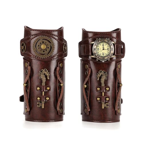 1 Paire Adultes Faux Cuir Bras Gardes Punk Ceinture Médiévale Tir À L'arc Large Soutiens-Gorge Gantelet Bracelet Bracelet Costume Universel