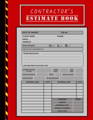 Estimate Book Contractor: Log Book To Record Client Details | Contractor's Estimate Log Book | Contractors Log Book | Construction Log Books For ... | Contractor Notebook Organizer | Dot Diagram