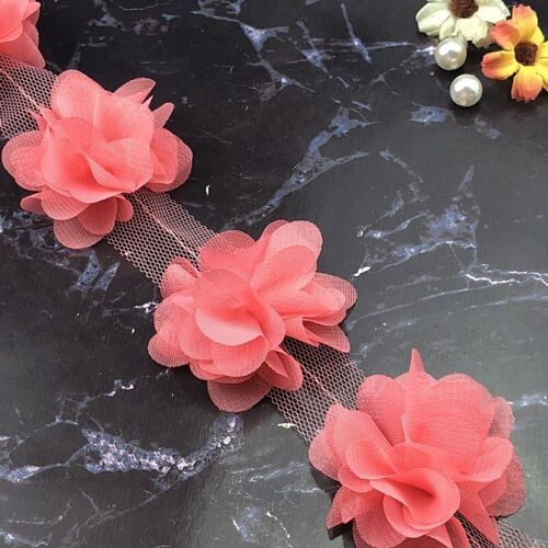 Fleurs 3d En Mousseline De Soie, 244 Pièces, Grappe De Fleurs, Décoration De Robe En Dentelle, Tissu En Dentelle, Applique, Coupe, Fournitures De Couture