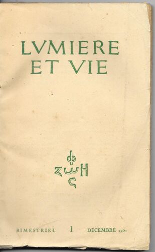 Lumiére Et Vie N° 1 Er Décembre 1951
