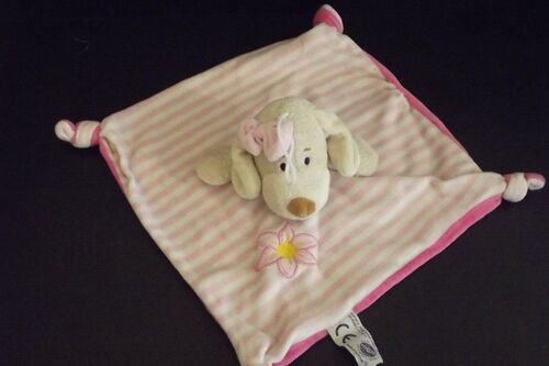 Doudou Mgm Dodo D Amour Chien Plat Rayee Rayure Rose Fleur Carre
