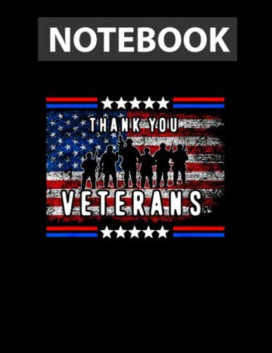 American Flag Veteran Day Thank You Veterans Vintage Notebook - College Ruled 8.5 X 11