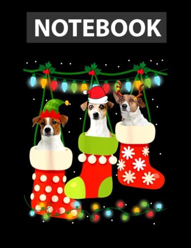 Christmas Jack Russell Terrier Sock Reindeer Santa Elf Dog Notebook - College Ruled 8.5 X 11
