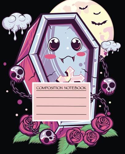 Halloween Kawaii Goth Composition Notebook: Creepy Spooky Coffin Art Journal | For School, Boys And Girls | School Supplies Gift Ideas | 7.5" X 9.25" (19.05 X 23.5 Cm) College Ruled
