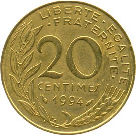 Lot De 7 Pieces De 20 Centimes Marianne De 1964 A 1997