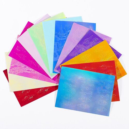 Autocollants Holographiques Flammes Pour Ongles, 13 Pièces/Ensemble, Étiquette Pour Nail Art, Laser, Feuille, Bande, Outil De Manucure, Bricolage, Design Decorati 