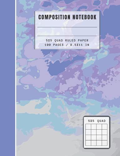 Graph Paper Composition Notebook: Grid Paper Notebook Quad Ruled 5x5 With Pretty Colorful Marble Pattern For School, Math, Calculus, Science Students, ... School, Kids Art, Blueprints, And Office