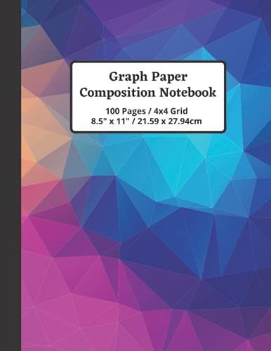 Graph Paper Composition Notebook: Colourful Geometric Pattern Grid Paper Notebook, 100 Pages, 4x4 Quad Ruled, 8.5" X 11", Pink And Blue Cover, Graph Paper Notebook For Math Science Students School